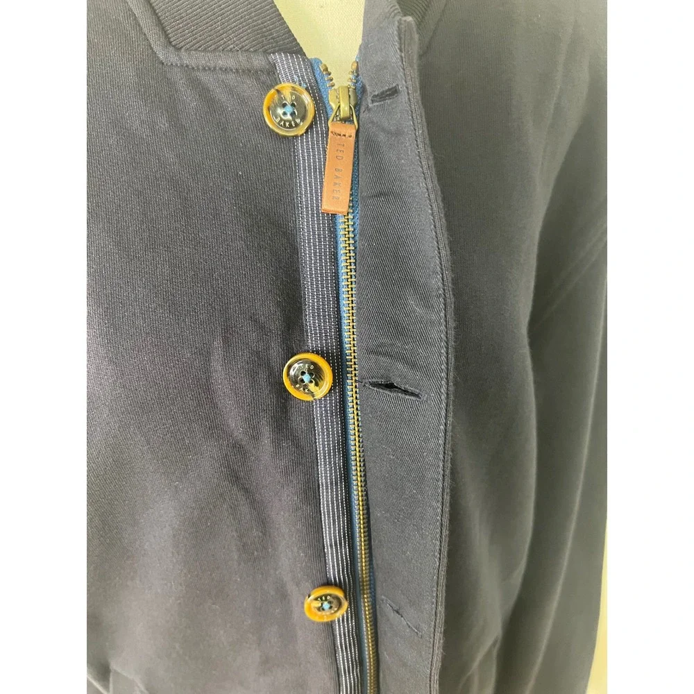 Ted Baker London Mens Navy Blue Button Front Jersey Cardigan Sweater Size 5 XL
